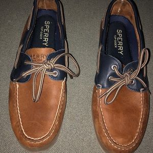 Speedy navy and brown shoes